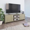 Mueble De Tv Madera Contrachapada Color Roble 120x30x37,5cm Vidaxl