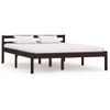 Estructura De Cama Madera Maciza Pino Marrón Oscuro 140x200 Cm Vidaxl