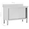 Mesa De Trabajo Puertas Correderas Acero Inox 120x50x(95-97) Cm Vidaxl