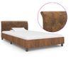 Estructura De Cama De Piel De Ante Artificial Marrón 100x200 Cm Vidaxl