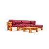 Set Muebles De Jardín De Palés 4 Pzas Cojines Rojos Madera Vidaxl