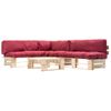 Set Muebles De Palés De Jardín Cojines Rojos 4 Pzas Madera Vidaxl