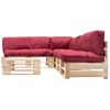 Set Muebles De Palés De Jardín Cojines Rojos 4 Pzas Madera Vidaxl