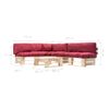 Set Muebles De Palés De Jardín Cojines Rojos 4 Pzas Madera Vidaxl