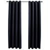 Cortinas Opacas Con Anillas De Metal 2 Uds Negro 140x225 Cm Vidaxl