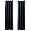 Cortinas Opacas Con Anillas De Metal 2 Piezas Negro 140x245 Cm Vidaxl