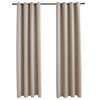 Cortinas Opacas Con Anillas De Metal 2 Piezas Beige 140x245 Cm Vidaxl