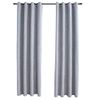 Cortinas Opacas Con Anillas De Metal 2 Piezas Gris 140x225 Cm Vidaxl