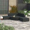 Set Muebles De Jardín Y Cojines 6 Piezas Ratán Sintético Negro Vidaxl