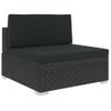 Set Muebles De Jardín Y Cojines 6 Piezas Ratán Sintético Negro Vidaxl