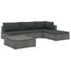 Set De Muebles De Jardín 5 Pzas Y Cojines Ratán Sintético Gris Vidaxl