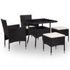 Muebles De Jardín 5 Piezas Ratán Sintético Y Vidrio Negro Vidaxl