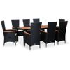 Set Comedor Jardâ¨âªn 9 Piezas Ratâ¨â¢n Sintâ¨â¦tico Y Madera Acacia Negro