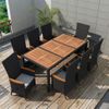 Set Comedor Jardâ¨âªn 9 Piezas Ratâ¨â¢n Sintâ¨â¦tico Y Madera Acacia Negro