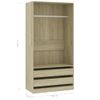 Armario Madera Contrachapada Color Roble Sonoma 100x50x200 Cm Vidaxl