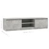 Mueble De Tv Madera Contrachapada Gris Hormigón 140x40x35,5 Cm Vidaxl