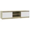 Mueble De Tv Madera Contrachapada Blanco Y Roble 140x40x35,5 Cm Vidaxl