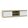 Mueble De Tv Madera Contrachapada Blanco Y Roble 140x40x35,5 Cm Vidaxl