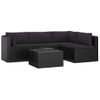 Set Muebles De Jardín 5 Piezas Y Cojines Ratán Sintético Negro Vidaxl