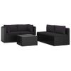 Set Muebles De Jardín 5 Piezas Y Cojines Ratán Sintético Negro Vidaxl