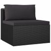 Set Muebles De Jardín 5 Piezas Y Cojines Ratán Sintético Negro Vidaxl