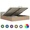 Cama Canapé Hidráulica Led Cuero Sintético Capuchino 180x200 Cm Vidaxl