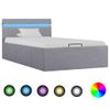 Cama Canapé Hidráulica Almacenaje Led Tela Gris Claro 90x200cm Vidaxl