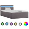 Cama Canapé Hidraúlica Almacenaje Led Tela Gris Topo 100x200 Cm Vidaxl