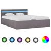 Cama Canapé Hidráulica Almacenaje Led Tela Gris Topo 120x200 Cm Vidaxl