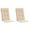 Cojín Silla De Jardín Respaldo Alto 2 Uds Tela Beige 120x50x3cm Vidaxl