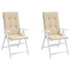 Cojín Silla De Jardín Respaldo Alto 2 Uds Tela Beige 120x50x3cm Vidaxl