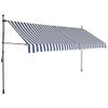 Toldo Manual Retráctil Con Led Azul Y Blanco 350 Cm Vidaxl