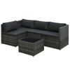 Set De Muebles De Jardín 5 Pzas Y Cojines Ratán Sintético Gris Vidaxl