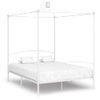 Estructura De Cama Con Dosel Metal Blanco 160x200 Cm Vidaxl