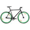 Bicicleta De Piñón Fijo Negro Y Verde 700c 55 Cm Vidaxl