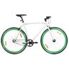 Bicicleta De Piñón Fijo Blanco Y Verde 700c 59 Cm Vidaxl