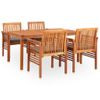 Set Comedor De Jardín 5 Pzas Y Cojines Madera Maciza De Acacia Vidaxl