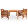 Set Comedor De Jardín 5 Pzas Y Cojines Madera Maciza De Acacia Vidaxl