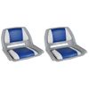 2x Asiento Barco Respaldo Plegable Cojín Azul Blanco 41x51x48cm Vidaxl