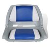 2x Asiento Barco Respaldo Plegable Cojín Azul Blanco 41x51x48cm Vidaxl