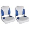 2x Asiento Barco Respaldo Plegable Cojín Azul Blanco 41x36x48cm Vidaxl