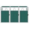 Cobertizo Triple Contenedor De Basura Acero Verde 213x81x121 Cm Vidaxl