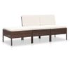 Set Muebles De Jardín 3 Pzas Y Cojines Ratán Sintético Marrón Vidaxl