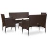 Set Muebles De Jardín 5 Piezas Y Cojines Ratán Sintético Marrón Vidaxl