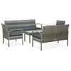 Set De Muebles De Jardín 5 Pzas Y Cojines Ratán Sintético Gris Vidaxl