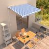 Toldo Manual Retráctil Azul Y Blanco 350x250 Cm Vidaxl