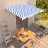 Toldo Manual Retráctil Azul Y Blanco 400x300 Cm Vidaxl