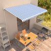 Toldo Manual Retráctil Azul Y Blanco 450x300 Cm Vidaxl