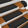 Alfombrilla De Escaleras 15 Uds Tela Punzonada Negro 65x21x4 Cm Vidaxl