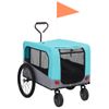 Remolque De Bicicleta Para Mascotas Cochecito 2 En 1 Azul Gris Vidaxl